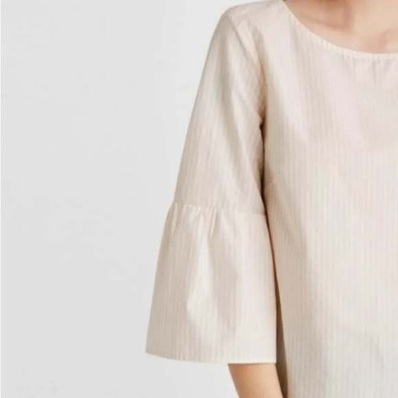 Madewell Pastel Pink Striped Short Top Long Bell Sleeves Keyhole Back Size XXS - Picture 1 of 10